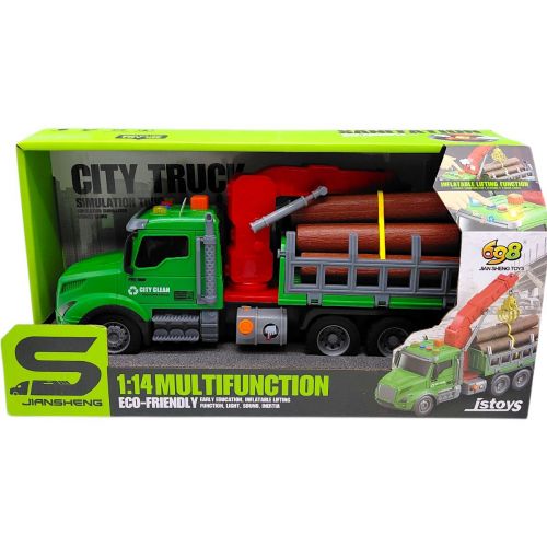 Машина лесовоз с манипулятором инерционная; озвученная, со светом (в коробке 34,5x13x18 см)  мініатюра фото 1