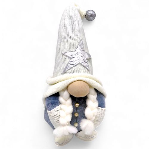 Мʼяка іграшка "Скандинавський гном" (Hand Made) висота 28 см, дівчинка (білий) 28 см  мініатюра фото 1