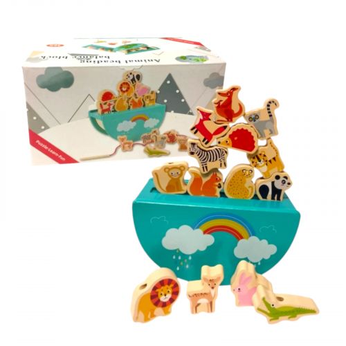 Балансир деревянный основание, маленькие фигурки животных, шнуровка, в коробке.  мініатюра фото 1