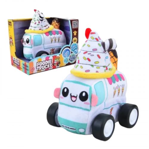 Машинка мягкая "Фургон с мороженым", звуки транспорта, веселые мелодии, вибрация, чехол съемный, резиновые шины, на батарейках, в коробке  мініатюра фото 1