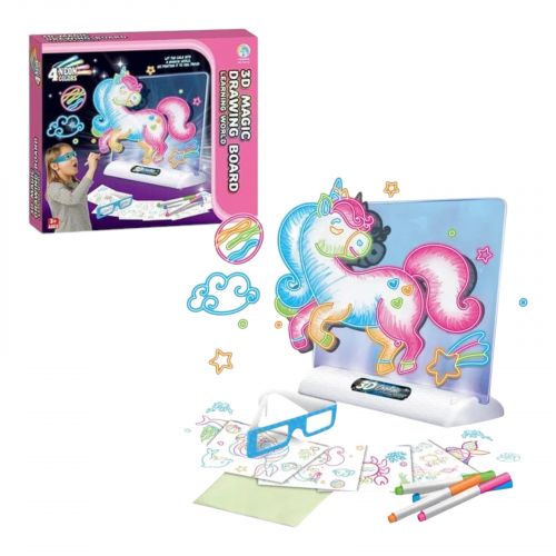 Доска для рисования подсветки, 7 трафаретов, 4 маркера, 3D очки, в коробке  мініатюра фото 1