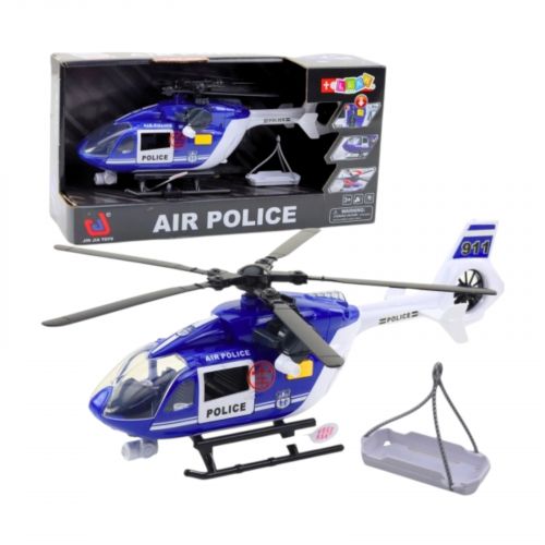 Гвинтокрил "Поліція", підсвічування, звук, заводні лопасті, механічний підіймач, відчиняються двері, вантаж, в коробці  мініатюра фото 1