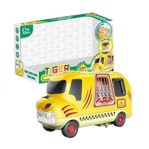 Машина музична з тигром, світло, звуки, їде вперед, фігурка тигра рухається, в коробці  мініатюра фото 1