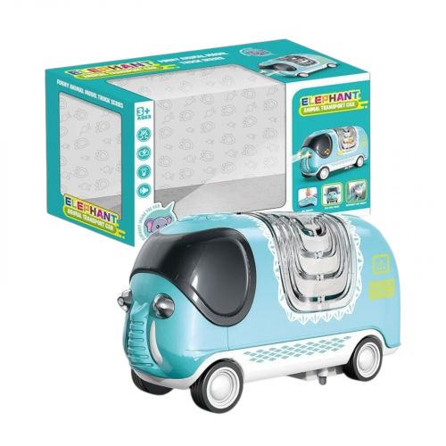 Машина музична, підсвічування, їздить, звуки транспорту і тварин, машинка і слон хитаються, 2 режими: зі звуком та без, гумові шини, в коробці  мініатюра фото 1