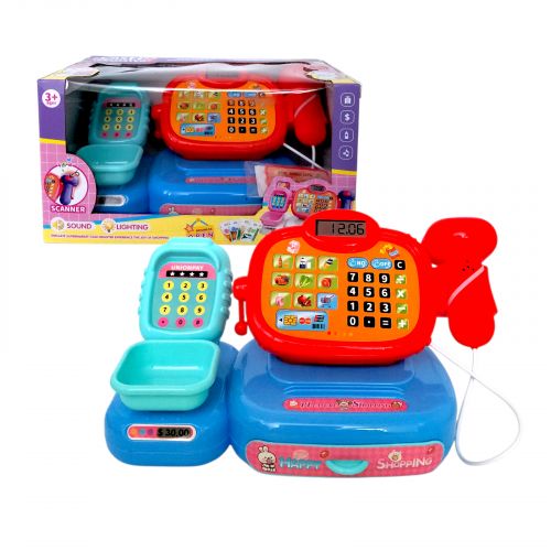 Касовий апарат підсвічування, звук, висувна скриня, купюри, банківська картка, в коробці  мініатюра фото 1