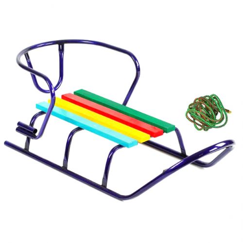 Санки "ЛЮКС КЛАСІК" - БЕЗ РУЧКИ круглі полози (колір синій)  мініатюра фото 1