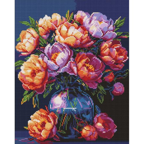 Алмазна мозаїка "Букет півоній" 40х50см  мініатюра фото 1