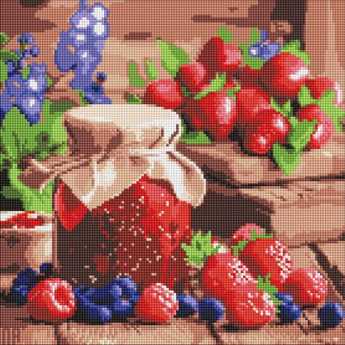Алмазна мозаїка "Малинове варення" 40х40см  мініатюра фото 1