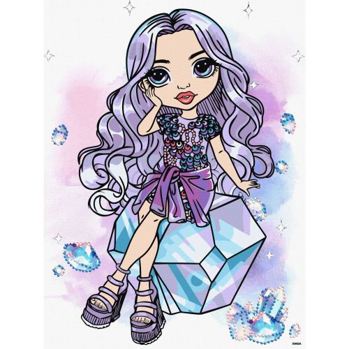 Картина по номерах "Rainbow High.  Violet" зі стразами 30х40см  мініатюра фото 1