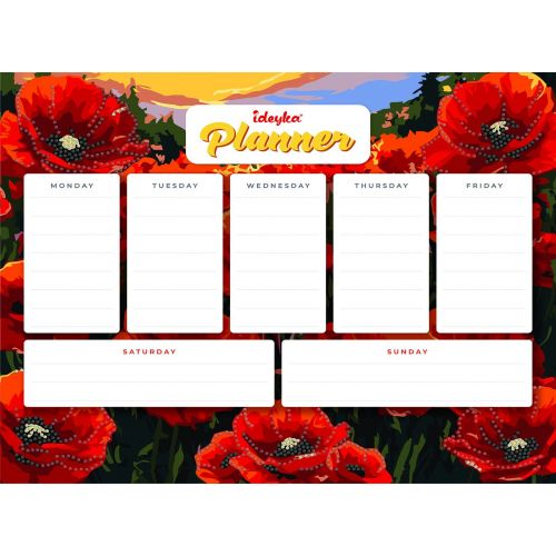 Планер на магнитной основе с алмазной мозаикой "Маки" 32х40 см  мініатюра фото 1