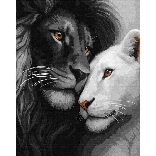 Картина по номерам "Влюбленные львы" 40х50см  мініатюра фото 1