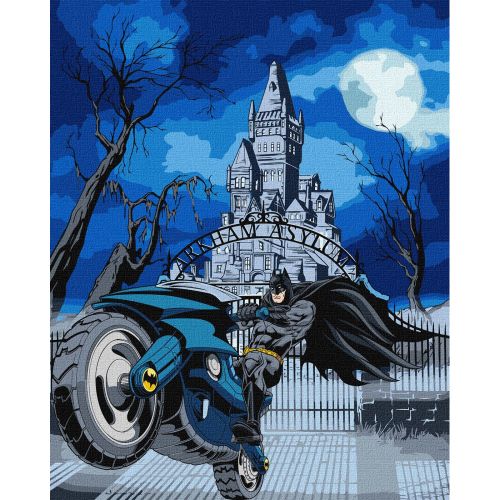 Картина по номерам "Batman: Batcycle с красками металлик extra" 40х50см  мініатюра фото 1