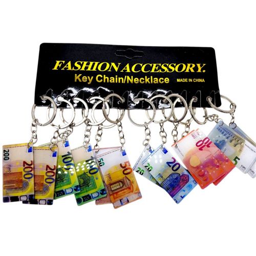 Брелки пластиковые "Деньги евро" (11 см), 12 брелок  мініатюра фото 1