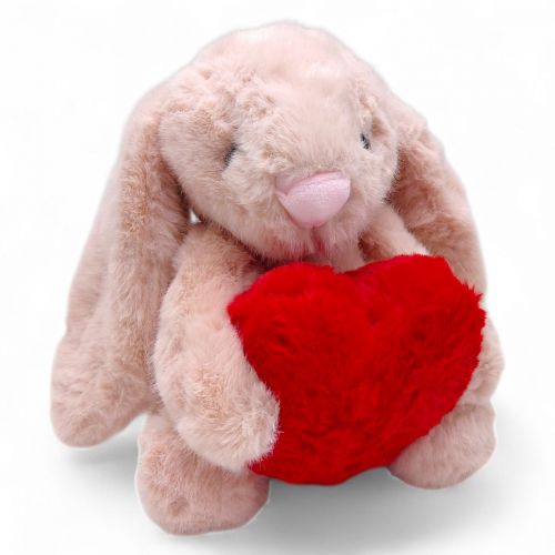 Мʼяка іграшка "Зайчик із серцем" 23 см (РОЖЕВИЙ)  мініатюра фото 1