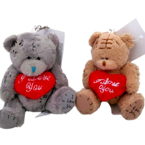 Мʼяка іграшка-брелок “Ведмідь”, висота 9 см, металева фурнітура, ВИДАЄТЬСЯ МІКС ВИДІВ  мініатюра фото 1