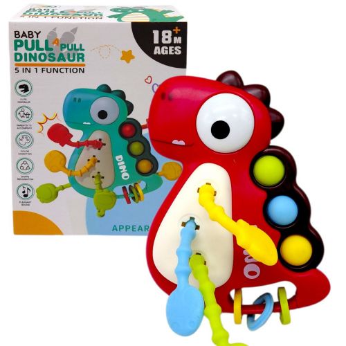 Брязкальце “Динозавр” (поп-іт, гумові прорізувачі та елементи для перетягування) (ЧЕРВОНИЙ)  мініатюра фото 1