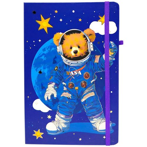 Блокнот "Ведмедик-космонавт" тверда обкладинка, А5 (ТЕМНО-СИНІЙ)  мініатюра фото 1