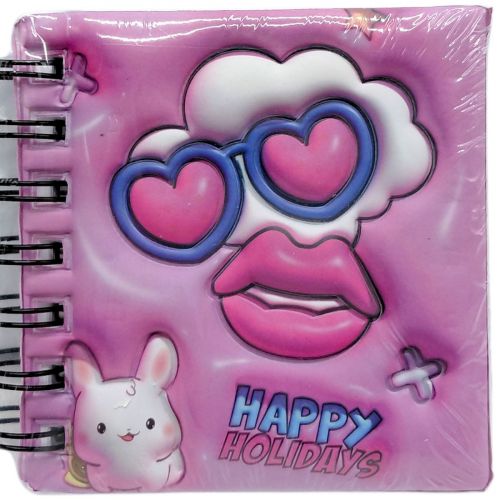 Блокнот 3D на пружине 10Х9,5 см "Кролик" (ТЕМНО-РОЗОВЫЙ)  мініатюра фото 1