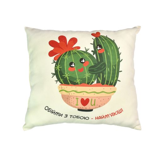 Подушка мікровелюр "Обійми з тобою - наймʼякіші" 35*40 см  мініатюра фото 1