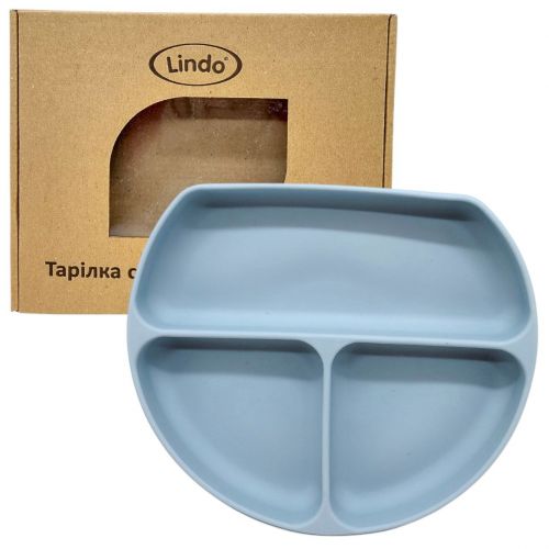 Тарілка секційна силікон (блакитна)  мініатюра фото 1