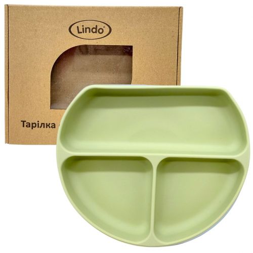 Тарілка секційна силікон (ЗЕЛЕНА)  мініатюра фото 1