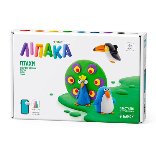 Набір пластиліну Ліпака – Птахи: Пінгвін, павич, тукан  мініатюра фото 1