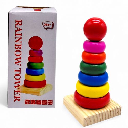 Розвиваюча іграшка "Піраміда ялинка" деревяна (14 см)  мініатюра фото 1