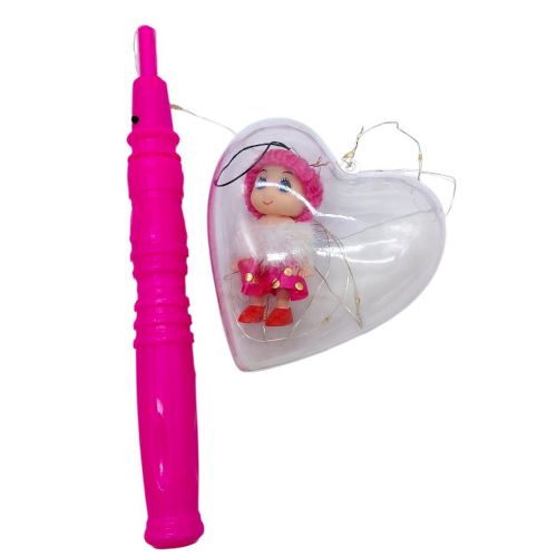 Світяшка "Сердце з лялькою-брелоком" (МАЛИНОВА) на паличці  мініатюра фото 1