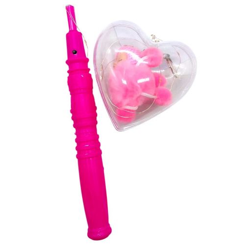 Світяшка "Сердце з лялькою-брелоком" (РОЖЕВА) на паличці  мініатюра фото 1