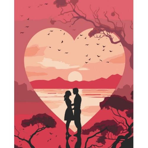 Картина за номерами "Силует кохання" 40x50 см  мініатюра фото 1