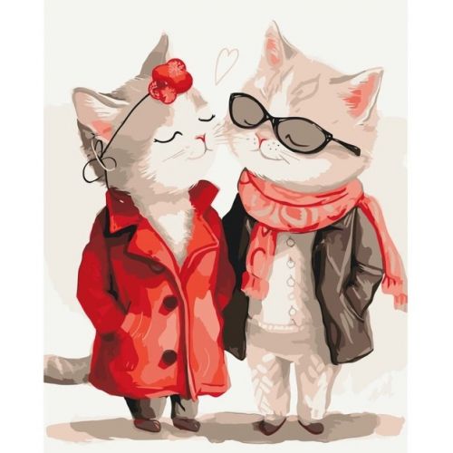 Картина за номерами "Котяче побачення" 40х50 см  мініатюра фото 1