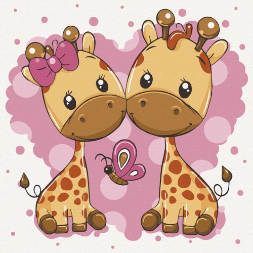 Картина за номерами "Жирафики" 30х30 см  мініатюра фото 1