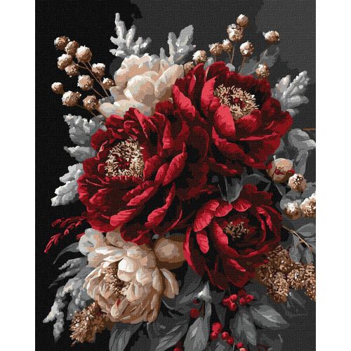 Картина за номерами  з фарбами металік "Квітковий спокій" 40х50 см  мініатюра фото 1