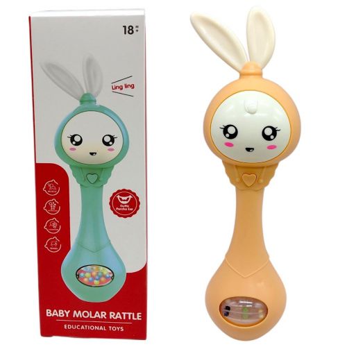 Інтерактивне брязкальце Зайчик, світло, звук (ПОМАРАНЧЕВИЙ)  мініатюра фото 1