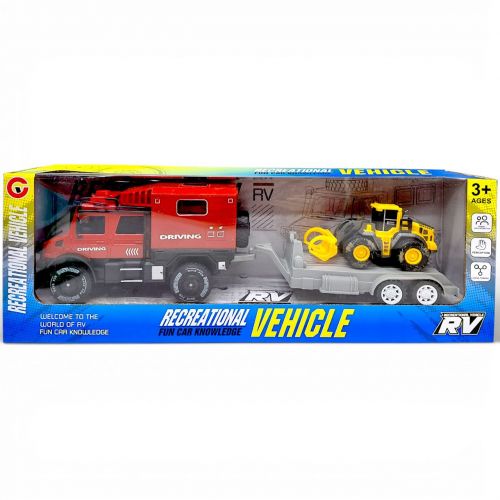 Автовоз інерційний, з трактором, в коробці (ЧЕРВОНИЙ)  мініатюра фото 1