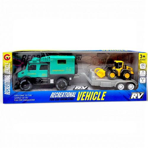 Автовоз інерційний, з трактором, в коробці (БІРЮЗОВИЙ)  мініатюра фото 1