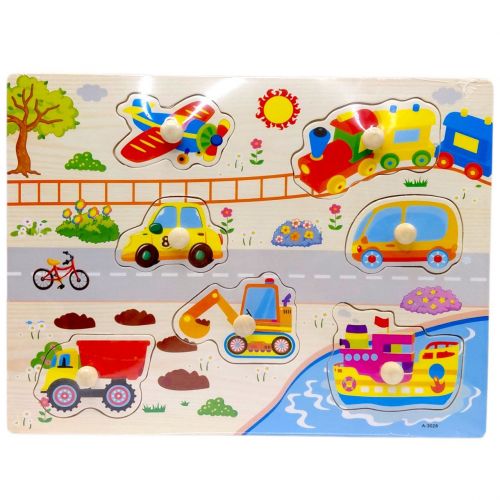 Вкладиші деревʼяні з ручками, 30х22. 5 см (ТРАНСПОРТ)  мініатюра фото 1