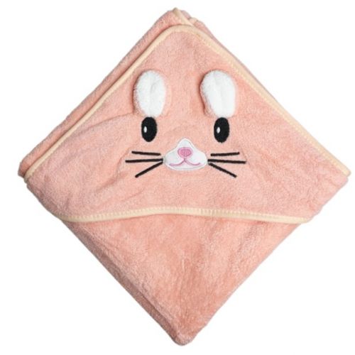 Дитячий рушник з капюшоном, розмір 80*80 см (ПЕРСИКОВИЙ)  мініатюра фото 1