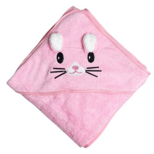 Дитячий рушник з капюшоном, розмір 80*80 см (РОЖЕВИЙ)  мініатюра фото 1