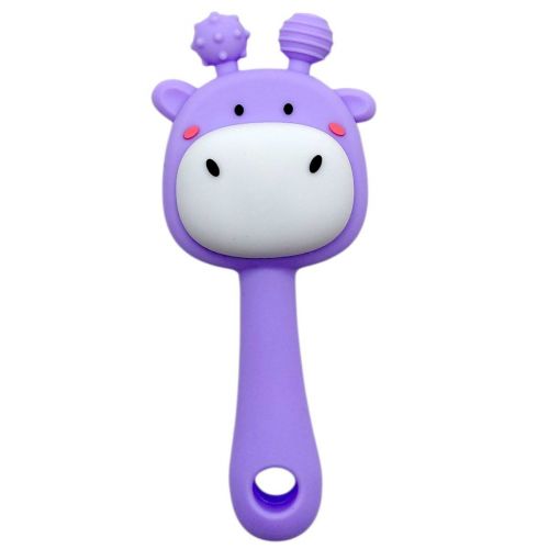 Силіконовий прорізувач-брязкальце Жираф (БУЗКОВИЙ)  мініатюра фото 1