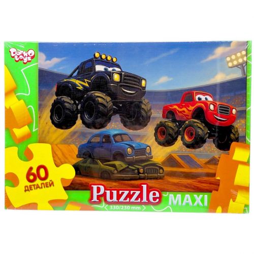 МАКСІ ПАЗЛИ на 60 ЕЛЕМЕНТІВ (МОНСТР-ТРАКИ)  мініатюра фото 1