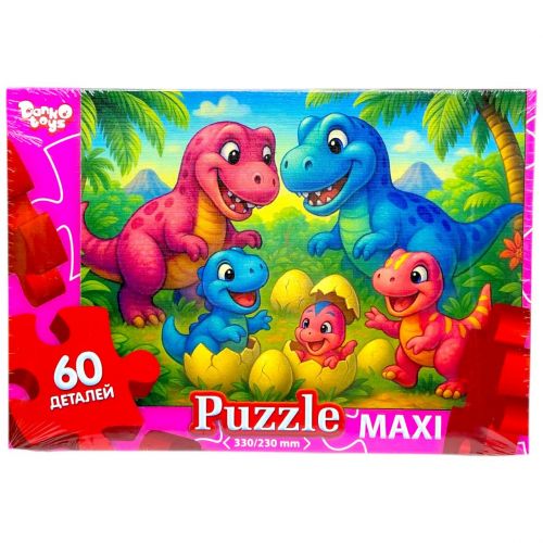 МАКСІ ПАЗЛИ на 60 ЕЛЕМЕНТІВ (ДІНО СІМʼЯ)  мініатюра фото 1