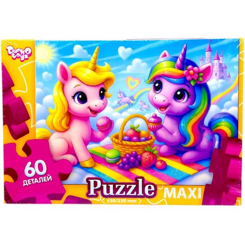 МАКСІ ПАЗЛИ на 60 ЕЛЕМЕНТІВ (пікнік єдинорогів)  мініатюра фото 1