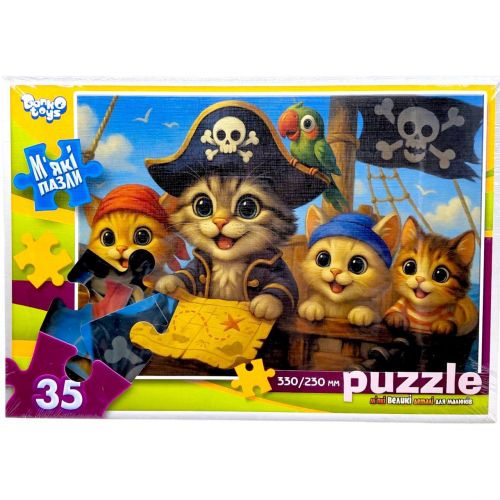 МʼЯКІ ПАЗЛИ 35 ЕЛЕМЕНТІВ (КОТИ ПІРАТИ)  мініатюра фото 1