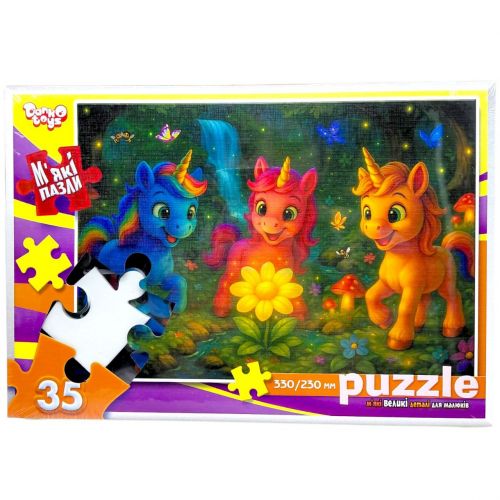 МʼЯКІ ПАЗЛИ 35 ЕЛЕМЕНТІВ (ЄДИНОРОГИ В ЛІСІ)  мініатюра фото 1