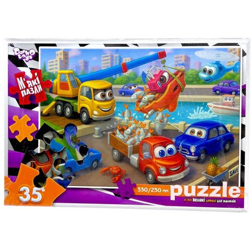 МʼЯКІ ПАЗЛИ 35 ЕЛЕМЕНТІВ (МАШИНИ РИБАКІ)  мініатюра фото 1