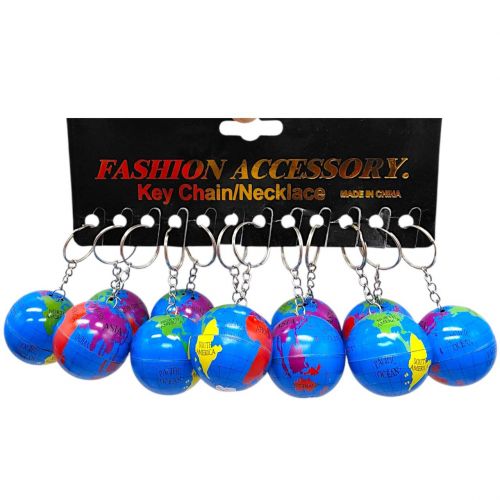 Брелок Глобус, металевий, 8 см (12 шт)  мініатюра фото 1