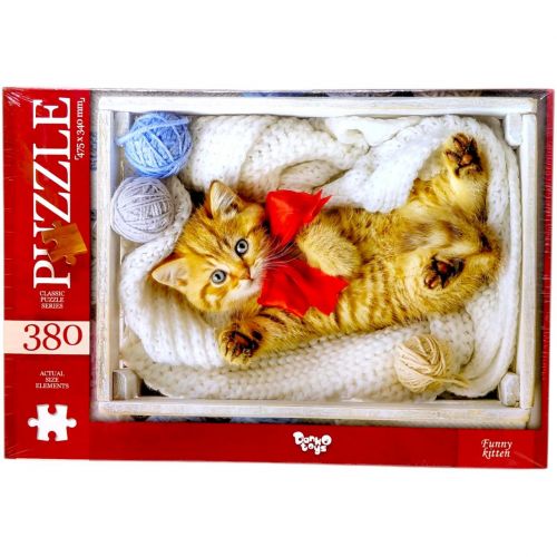 ПАЗЛИ, 380 ЕЛЕМЕНТІВ для дітей та дорослих (ПУХНАСТИК З БАНТОМ)  мініатюра фото 1