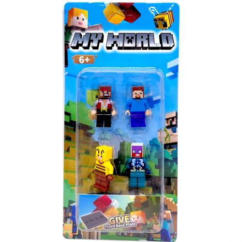 Набір героїв "Майнкрафт/Minecraft" 4 фігурки, зброя, рухливі ручки та ніжки  мініатюра фото 1