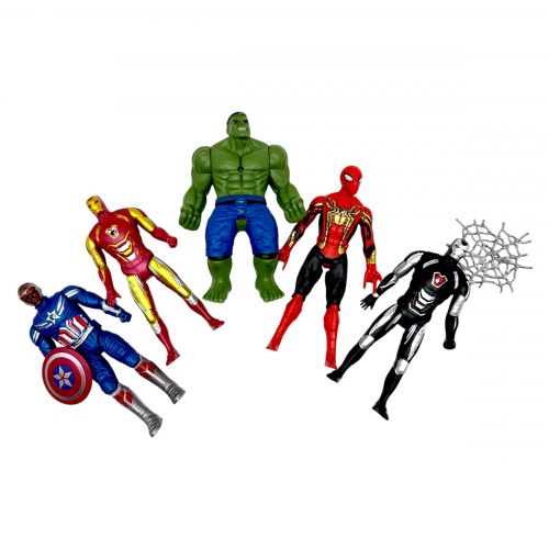 Набор героев 3099-19 (120/2) 5 фигурок, подсветка на груди, средняя высота 17 см, подвижные конечности и голова, в пакете  мініатюра фото 1